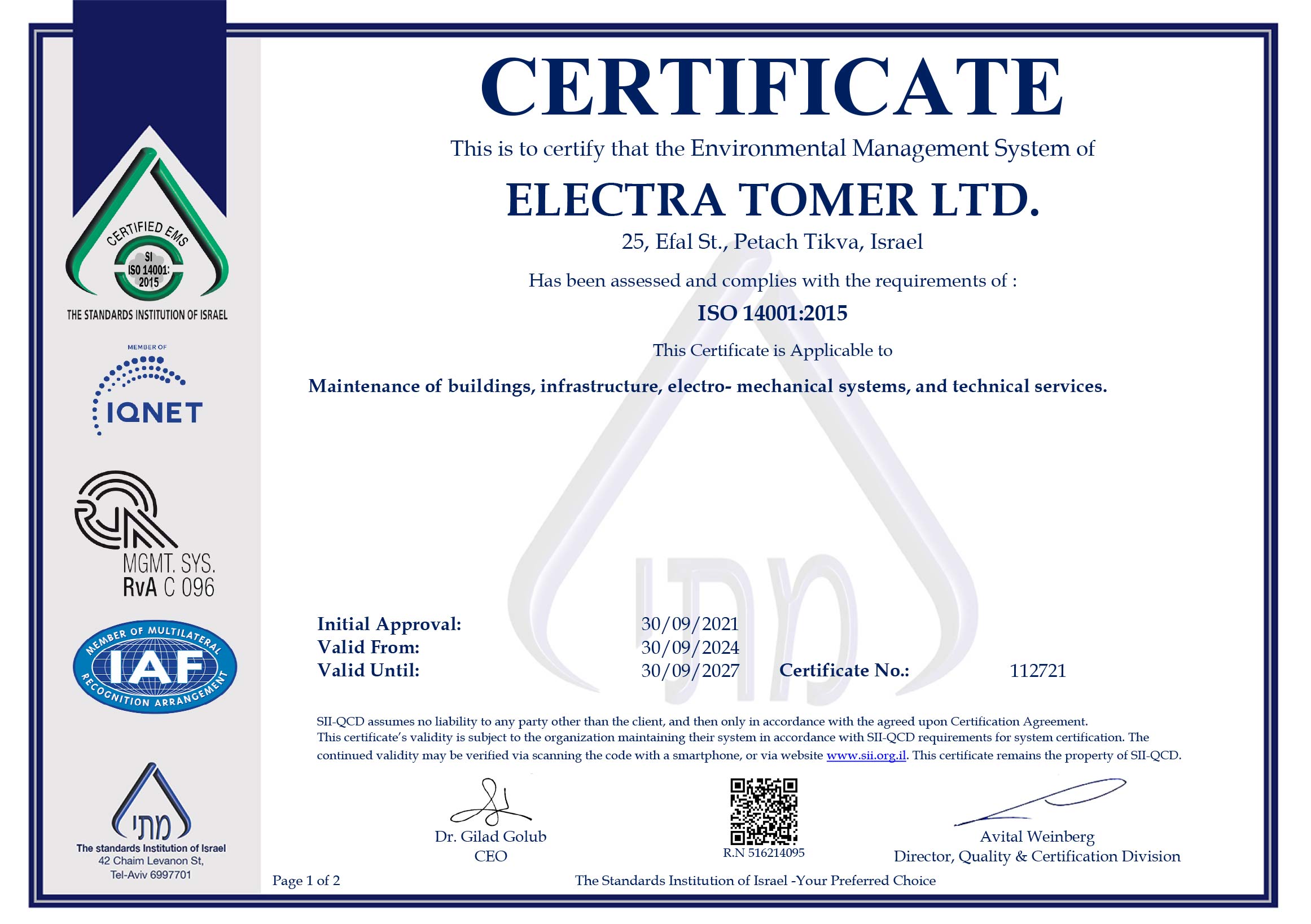 ISO 14001:2015 Quality Management Certification