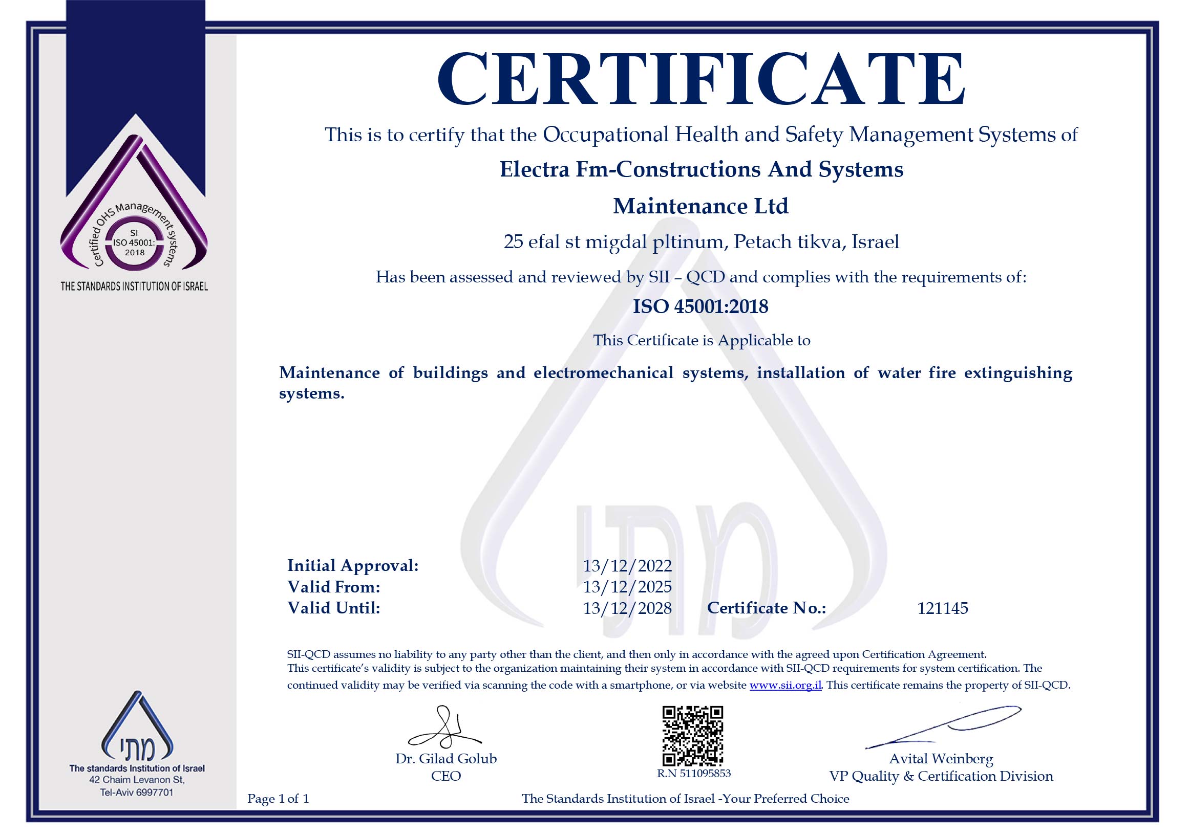 ISO 45001:2018 Quality Management Certification