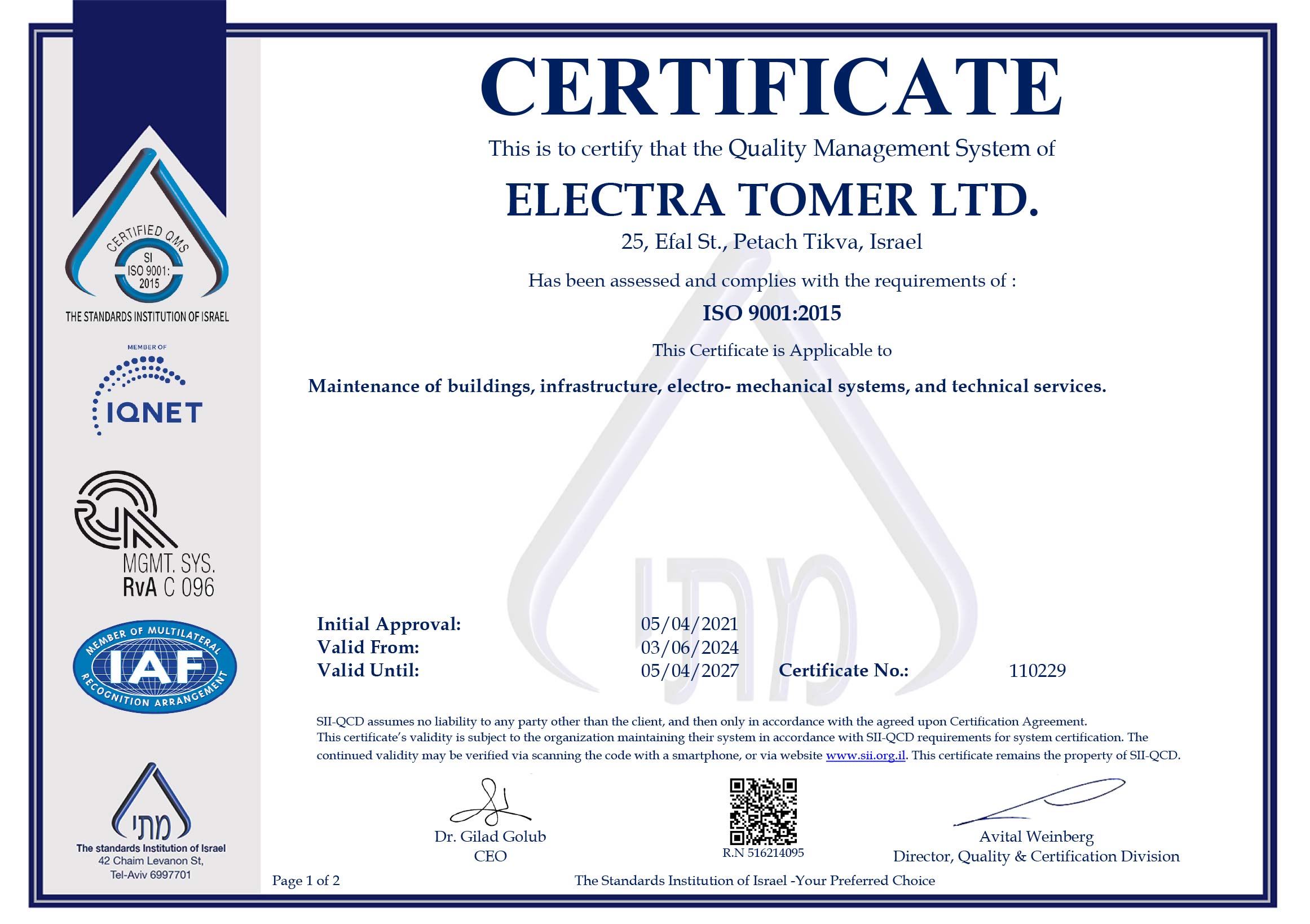 ISO 9001:2015 Quality Management Certification