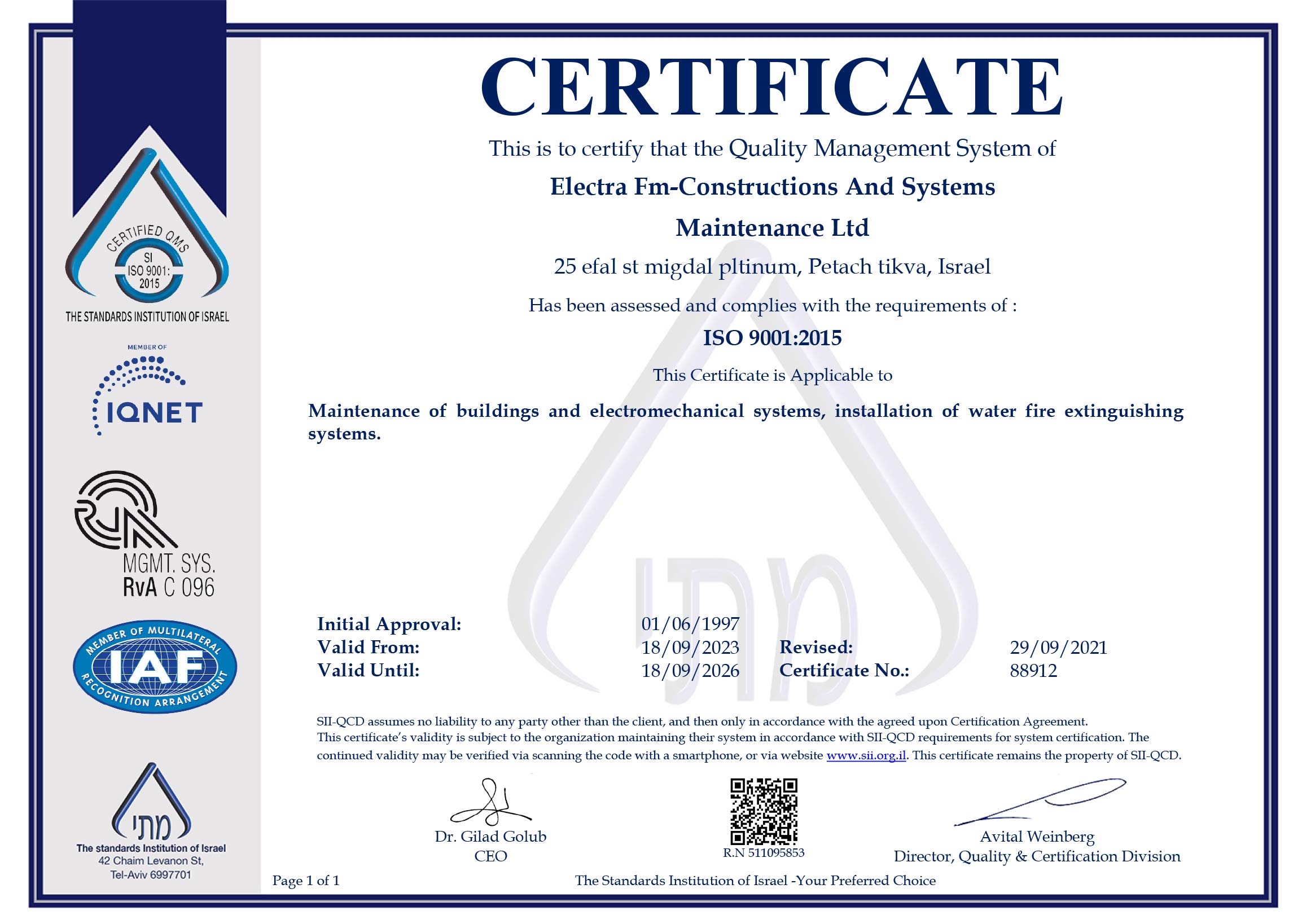 ISO 9001:2015 Quality Management Certification