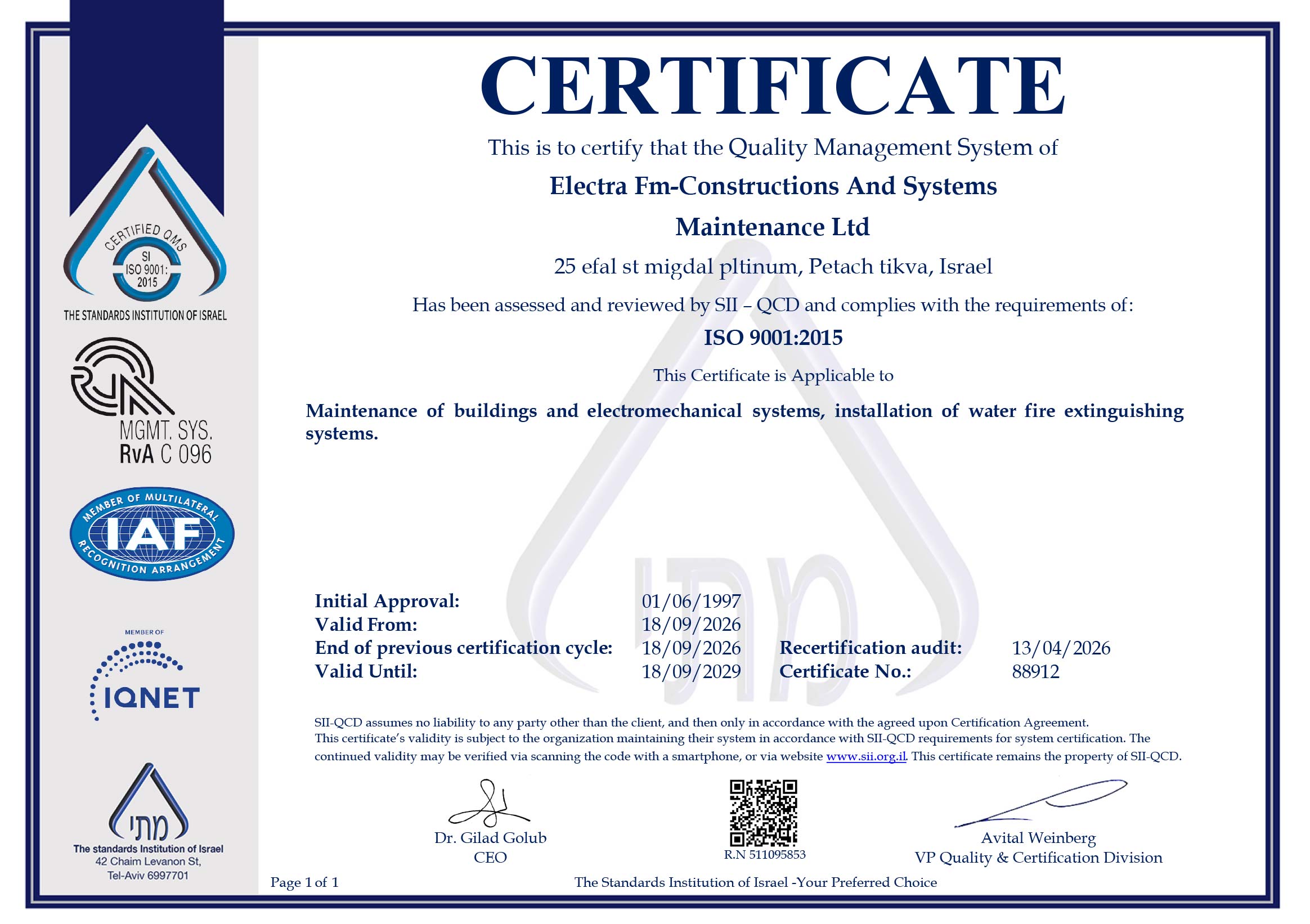 ISO 9001:2015 Quality Management Certification