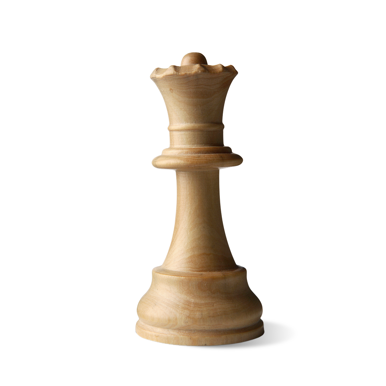 A queen chess piece made of wood