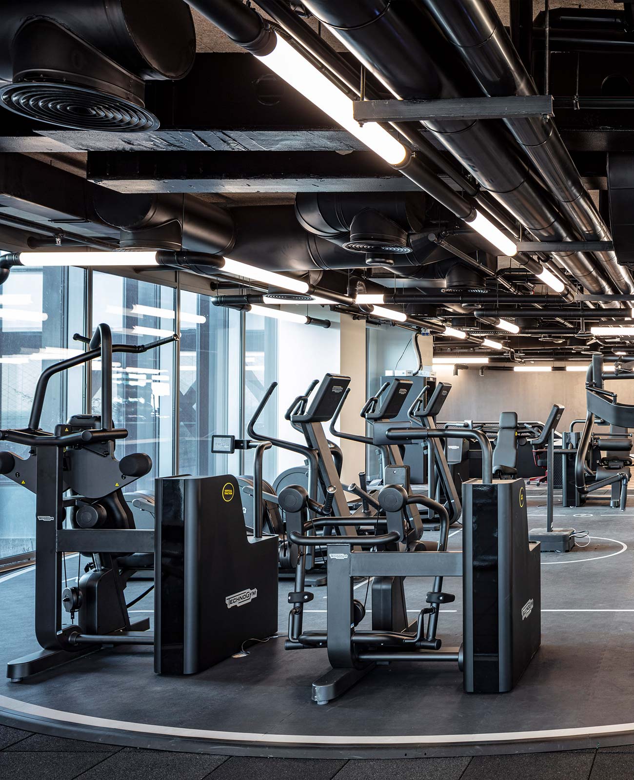 Interior of a gym with training equipment